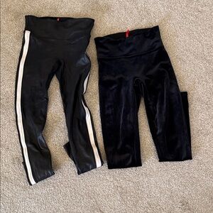 BUNDLE! Spanx Women’s Small leggings- black faux leather and velvet